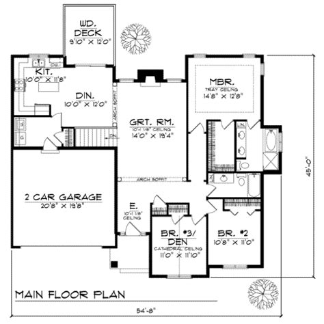 Traditional Style House Plan - 3 Beds 2 Baths 1600 Sq/Ft Plan #70-155 ...