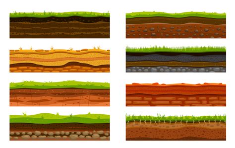 Soil ground layers, cartoon game level landscape 15017568 Vector Art at Vecteezy