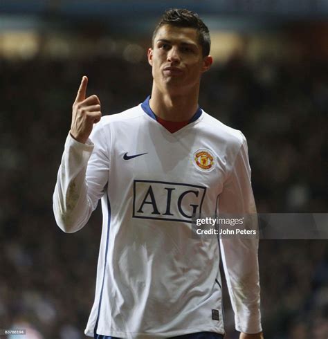 Cristiano Ronaldo of Manchester United gestures to the home fans ...