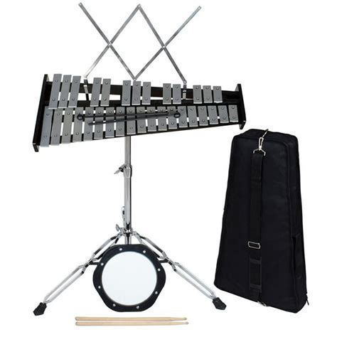 TMS 32 Notes Percussion Glockenspiel Bell Kit with Practice Pad+Mallets ...