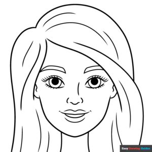 Easy Barbie Doll Face Coloring Page | Easy Drawing Guides