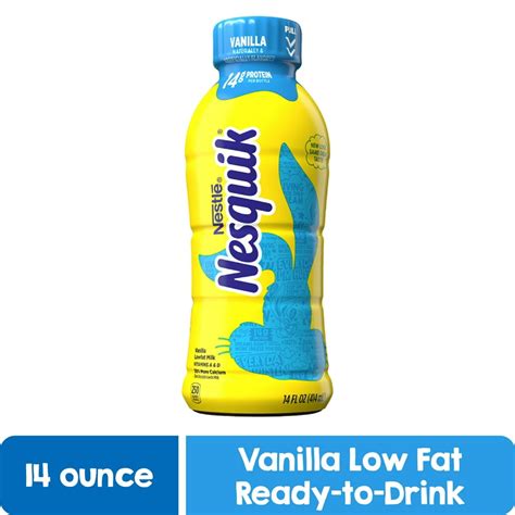 Nestle NESQUIK Low Fat Vanilla Milk, 14 fl. oz., Pack of 12 – Delicious and Convenient Ready to ...