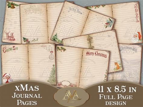 Blank & Lined Christmas Journal Pages Printable Digital | Etsy