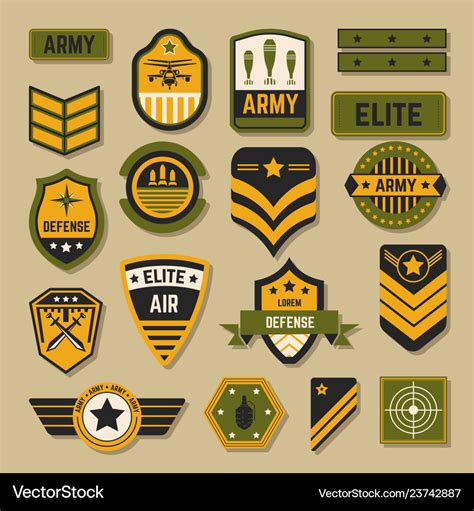 Army signs and badges or stripes elite military Vector Image