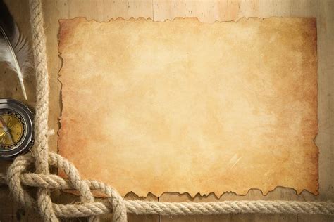 ship ropes and compass at parchment old paper | Old paper background ...