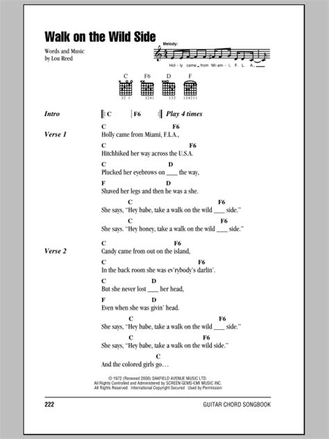 Walk On The Wild Side by Lou Reed - Guitar Chords/Lyrics - Guitar ...