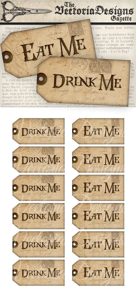 Alice in Wonderland Tags Drink Me Tags Eat Me Tags Party | Etsy