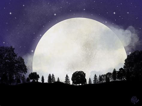 Full moon, night, moon, landscape, dark, stars, HD wallpaper | Peakpx