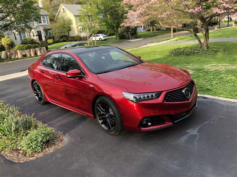 The 2020 Acura TLX A-Spec PMC Edition arrived in dashing "Valencia Red Pearl" paint job ...