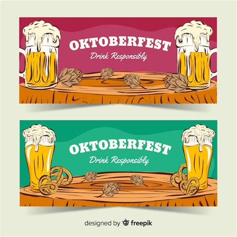 Free Vector | Hand drawn oktoberfest banner templates