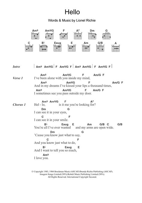 Hello by Lionel Richie - Guitar Chords/Lyrics - Guitar Instructor