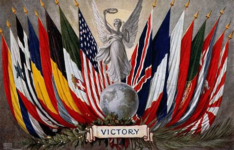 Postcard commemorating the victory of the Allies at the end of World War 1, c. 1918 ...