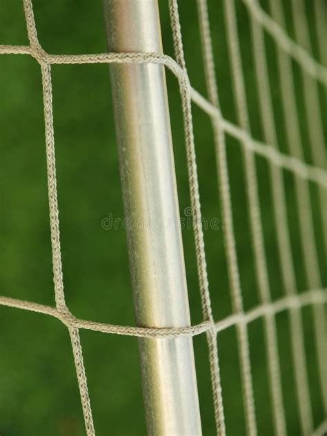 Hang Bended Soccer Nets, White Soccer Football Net. Grass on Football ...