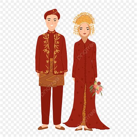 Minang Wedding PNG Image, Traitional Minang Wedding Couple, Bride, Groom, Dress PNG Image For ...