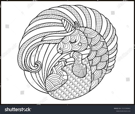 Unicorn Mandala Vector Coloring Page Doodle Stock Vector (Royalty Free) 2121549461