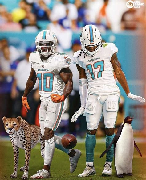 Tyreek Hill Cheetah Jaylen Waddle Penguin | Miami dolphins football ...