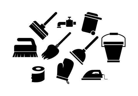 Free Cleaning Tools Silhouette Icon Vector 151976 Vector Art at Vecteezy