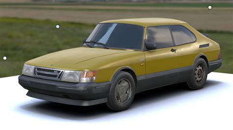 low-poly rusty saab 900 obj