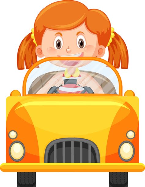 Cute girl driving car cartoon 8136697 Vector Art at Vecteezy