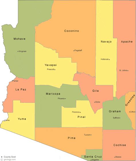 Arizona Map Counties And Cities - Amanda Marigold