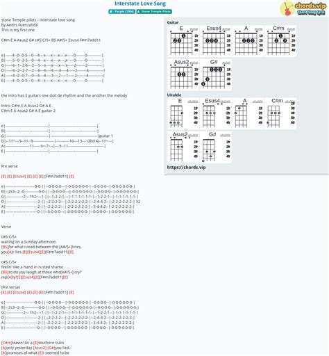 Chord: Interstate Love Song - tab, song lyric, sheet, guitar, ukulele ...