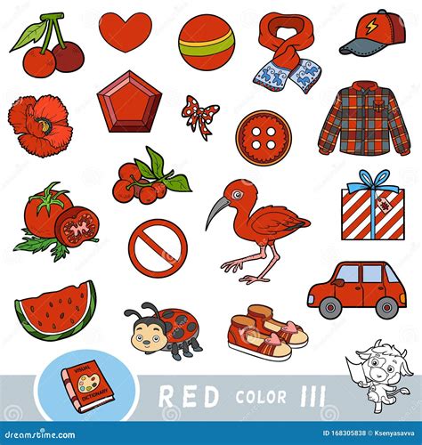 Colorful Set of Red Color Objects. Visual Dictionary for Children about ...