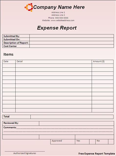 Free Expense Report Template | Free Word Templates