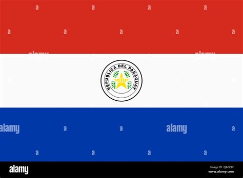 Bandera del Paraguay. Bandera nacional paraguaya y símbolo patriótico. Colores oficiales ...