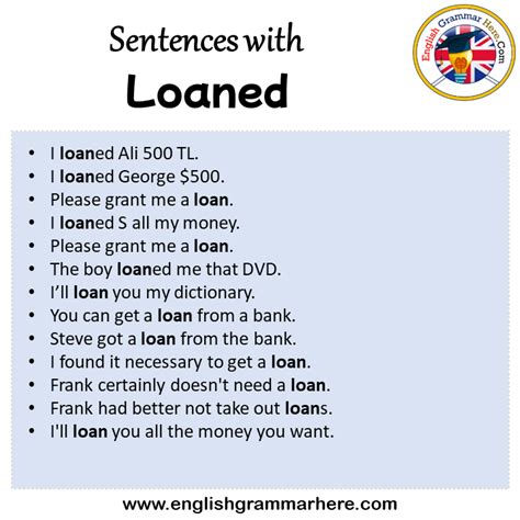 Sentences with Loaned, Loaned in a Sentence in English, Sentences For ...