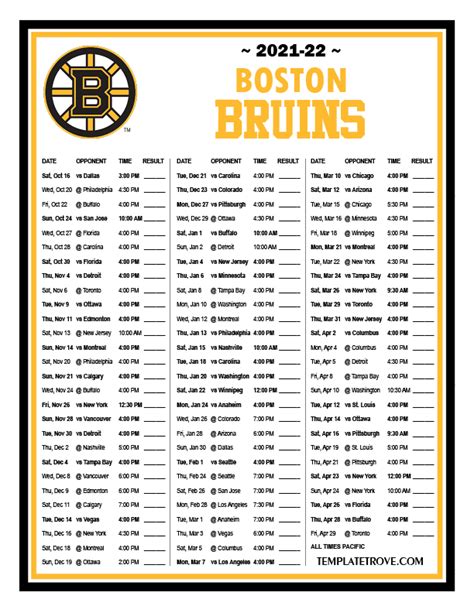 Boston Bruins Printable Schedule 2023 - Printable Blank World