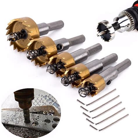 Buy Carbide Tip HSS Drills Bit Hole Metal Wood Saw Set (5pcs) at ...