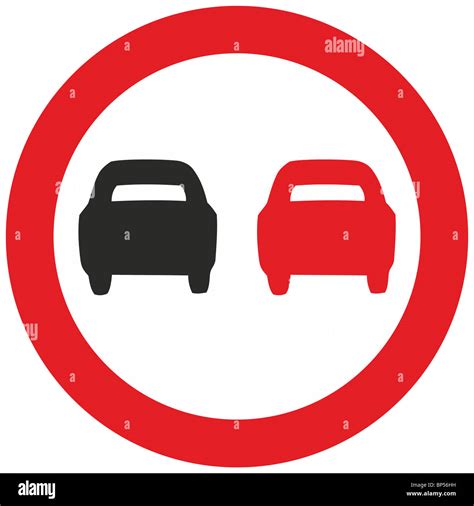 uk road sign no overtaking prohibited passing Stock Photo - Alamy