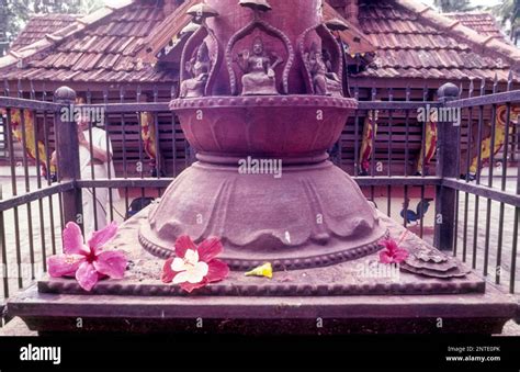 Details of flag post Temples of Mayanad Umayanalloor Subramanya temple near Kollam Quilon ...