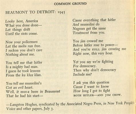 Langston Hughes: "Beaumont to Detroit: 1943" | Experiencing History: Holocaust Sources in Context