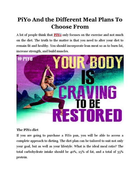 PiYo And the Different Meal Plans To Choose From by Abrahamright - Issuu