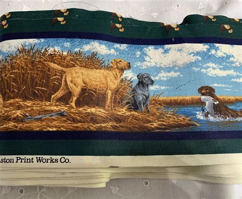 4.5 Quilt Border Fabric Cotton Vintage Dogs Duck Hunting Retrieving ...