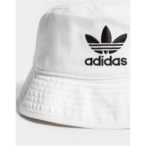 adidas Originals Cotton Trefoil Bucket Hat in White for Men - Lyst