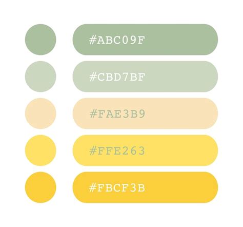 Premium Vector | Green and yellow color palette light pastel colors catalog color matching RGB ...