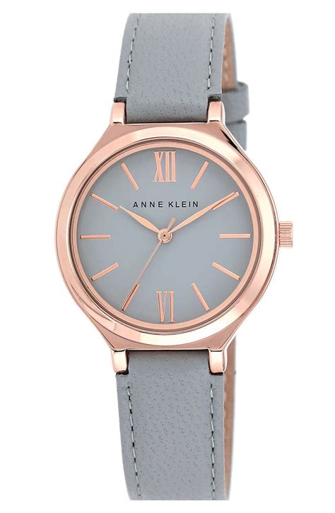 Anne Klein Round Leather Strap Watch | Nordstrom