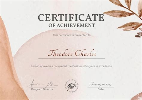 Free Vector | Editable certificate template in feminine botanical design