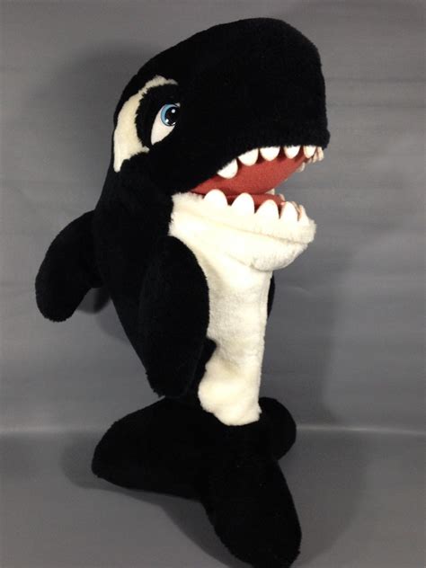 Sea World ORCA Plush Killer Whale LARGE 19" Shamu RARE Open Mouth Stuffed Animal - Other