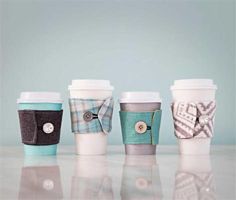 Buttons and Charm DIY Fabric Coffee Sleeves | Coffee sleeve, Coffee cups diy, Coffee cup sleeves