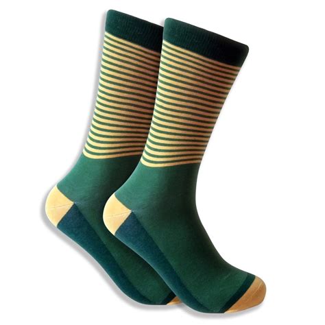 Green & Yellow Striped Socks For Men