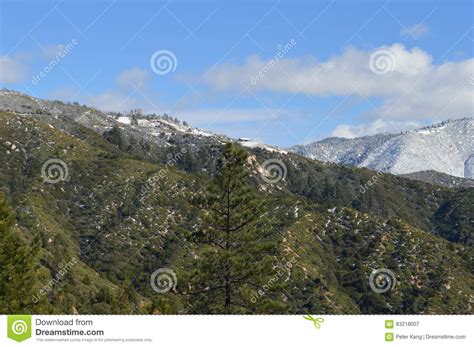 Snow Covered San Bernardino Mountain Stock Image - Image of green ...