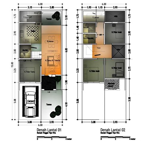 Denah Rumah Type 45 2 Lantai - Modern Minimalis