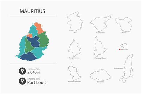 Premium Vector | Map of Mauritius with detailed country map Map ...