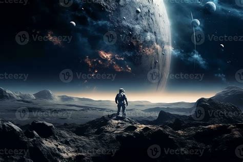 Astronaut moon and galaxy background moon landscape space wallpaper cosmic art. 23378005 Stock ...