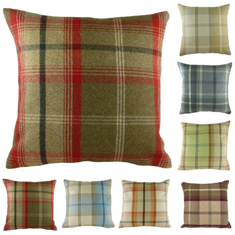 Luxury Highland Mist Tartan Check Cushion Covers, 16" x 16", 7 Colours !!! | eBay