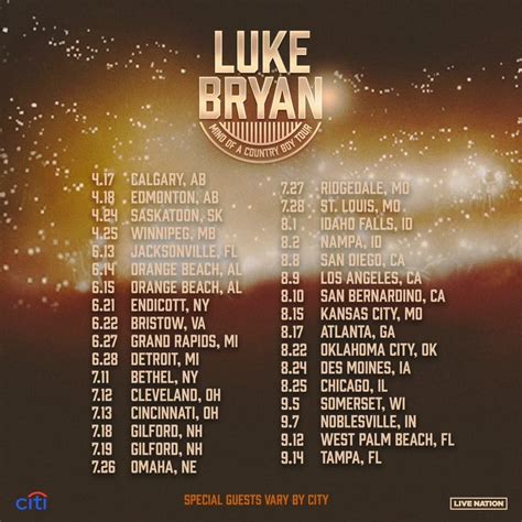 Luke Bryan Tour 2024 Dates - Tiffi Morganica