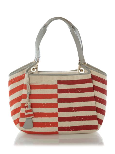 Radley Wanstead Stripe Canvas Ew Tote Bag in Pink | Lyst